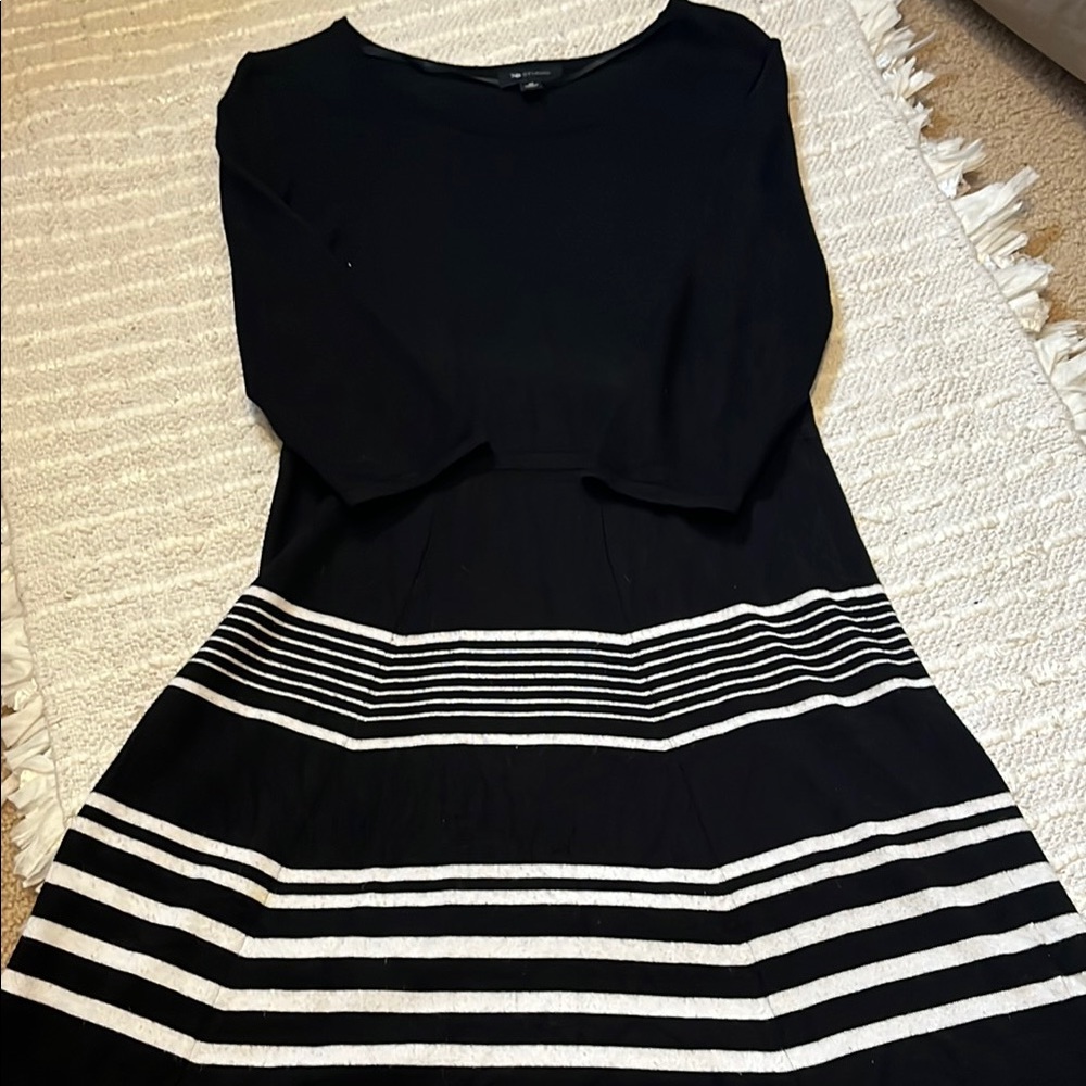 Chic Black and White Striped Dress